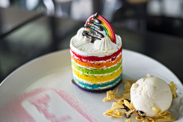 Rainbow cake is delicious