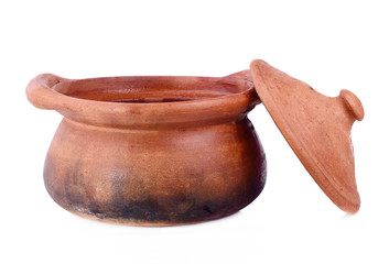 clay pot isolated on white background