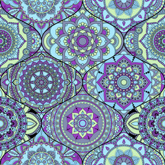 Patchwork pattern. Vintage decorative elements. Hand drawn background. Islam, Arabic, Indian, ottoman motifs. Perfect for printing on fabric or paper.