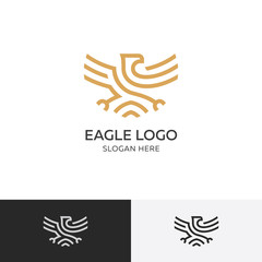 Obraz premium Koncepcja logo złoty orzeł - szablon ilustracji wektorowych, projekt godła na białym tle