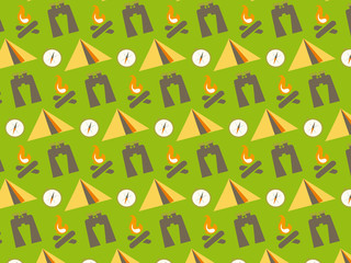 Flat pattern background, picnic, travel and camping theme.