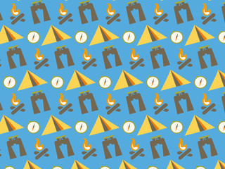 Flat pattern background, picnic, travel and camping theme.