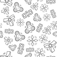 Fidget spinner seamless pattern for site background in outline style