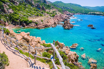 Fototapeta premium Stony walk path in Costa Paradiso, Sardinia, Italy