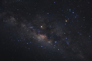 Close up milky way galaxy with stars and space dust in the universe, Long exposure photograph, with...