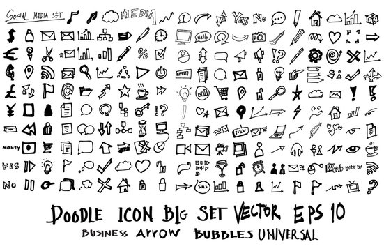MEGA set of doodles. Super collection of arrow ,business and finance, social media shopping elements. Creative eps10