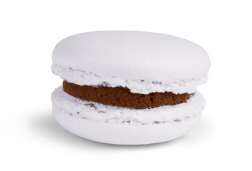 Cake macaron or macaroon isolated on white background, sweet and colorful dessert