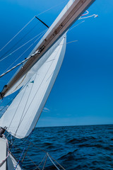 Fototapeta premium Yachting yacht sailboat sailing in sea ocean