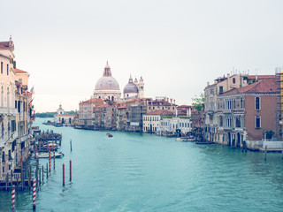 Beautiful view of famous Canal Grande with Basilica di Santa Maria della Salute. View of Canal...