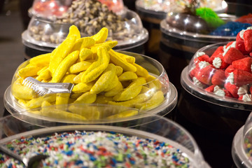 Capacities with sweets, candy, licorice,