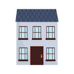 two-floor house icon over white background colorful design vector illustration