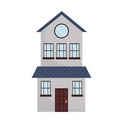 two-floor house icon over white background colorful design vector illustration