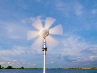 Marine wind turbine on sailboat