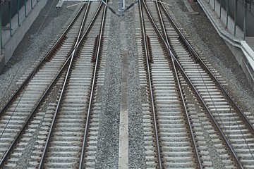 Fototapeta premium Merging Railway Tracks