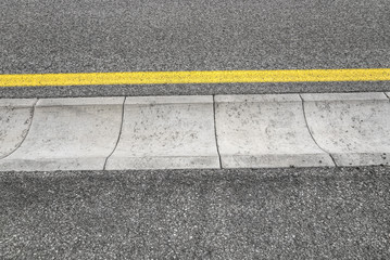 Drain channel on the asphalt road.