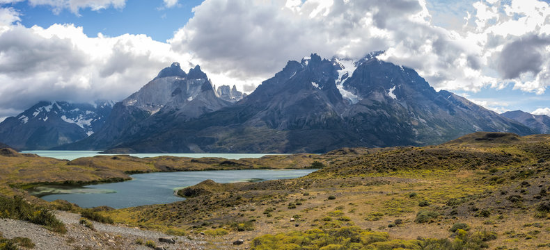 Panoramic view of Torres del Paine National Park - Patagonia, Chile
