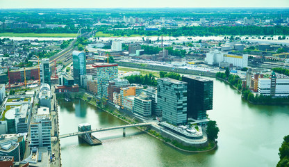 Downtown of Duesseldorf in Germany / Media Harbor at rhine with famous architecture from Frank Gehry