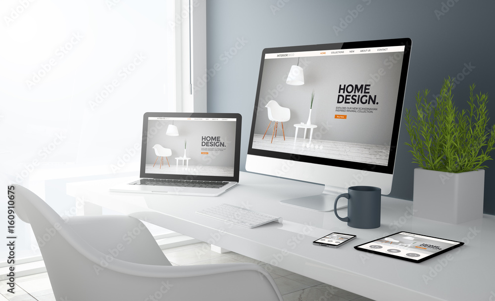 Canvas Prints grey studio devices with interior design website