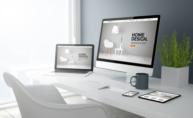 grey studio devices with interior design website