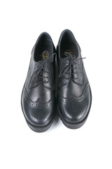 Black Shoe on White Background, Isolated Product, Top View, Studio.