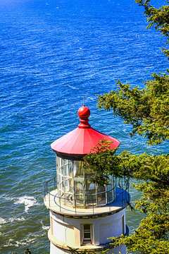 Heceta Head Lighthouse located on the Oregon coast, USA
