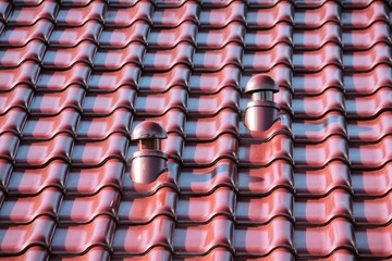 Roof with chimney, Roof ventilator, modern ceramic tile