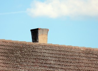 Roof with chimney, modern ceramic tile