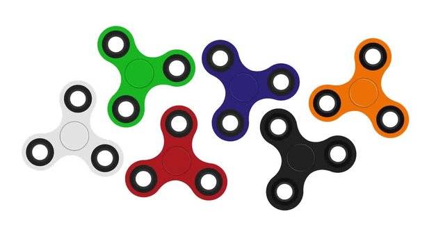 Six colored hand spiners spin