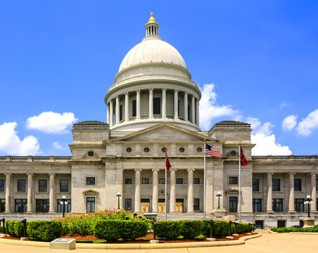 The Arkansas State Capitol building located in Little Rock, AR, USA