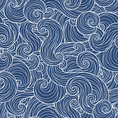 Seamless abstract hand-drawn waves pattern