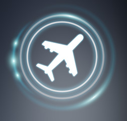 3D rendering plane icon with circles