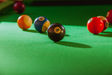 Snooker ball on billiard table