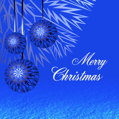  Christmas background with three silver balls above the snow surface