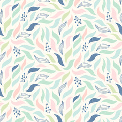 Ditsy abstract print with foliage. Vector floral leaf seamless pattern - 160922057