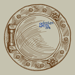Ship hatch, hand drawing