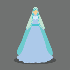 islamic wedding dress for the muslim bride in modern styles. vector illustration