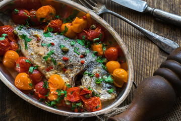 Italian style sea bream in crazy water -  acqua pazza