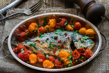 Italian style sea bream in crazy water -  acqua pazza
