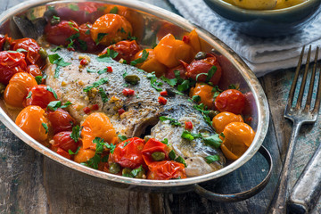 Italian style sea bream in crazy water -  acqua pazza