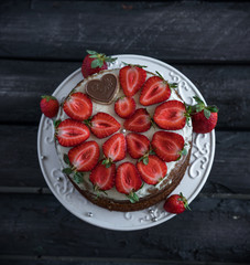 honey cake strawberries on top