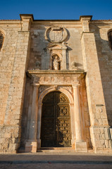 Fototapeta premium Detail of the facade and door of San Pedro church in Lerma, burgos, Spain.