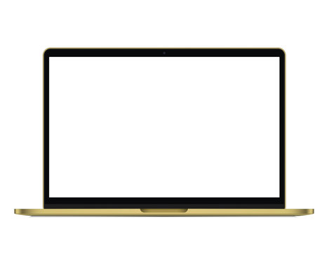 recommend clip art: Modern rich golden ultrabook, notebook, laptop isolated. Vector illustration.
