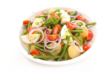 vegetable salad with potato,egg,bean and tomato