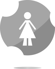 woman round glossy web icon on white background
