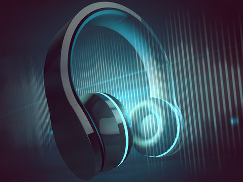 Kopfhörer vor blauem Hintergrund