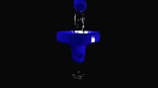 klares Wasser fließt aus einem Rohr in einen Abfluss 3d Animation