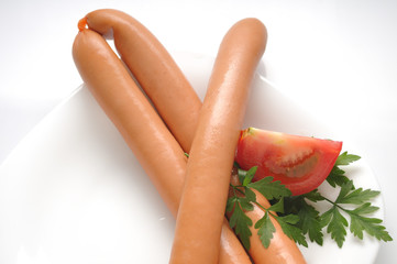 Sausages on a white background