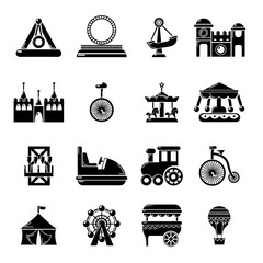 Amusement park icons set, simple style