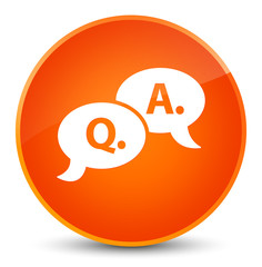 Question answer bubble icon elegant orange round button