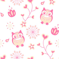 seamless pattern with owl vector illustration